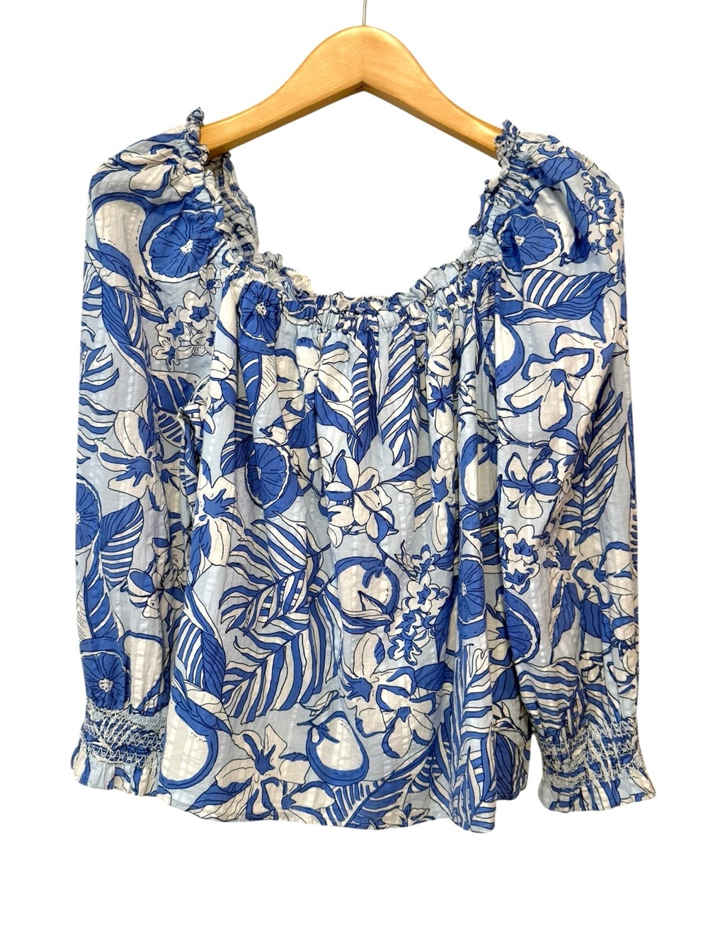 Vineyard Vines Painted Palm Beach Ruffle Blouse Top Medium